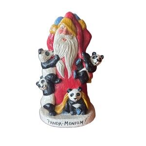 House Of Hatten Santa PANDA-MONIUM! 1999 Susan M. Smith Signed Folk Art Santa